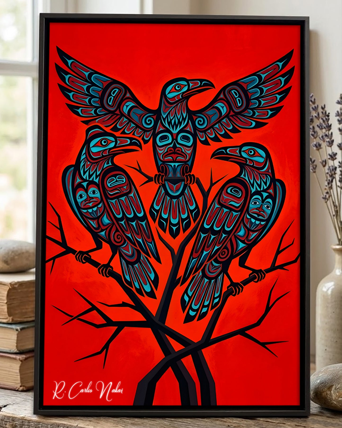 Native Raven Art Poster - Canvas