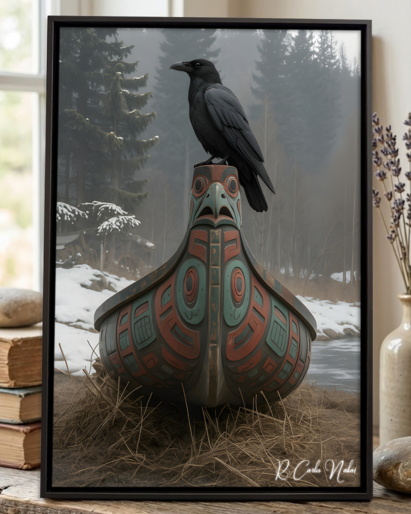 Native Raven Art Poster - Canvas