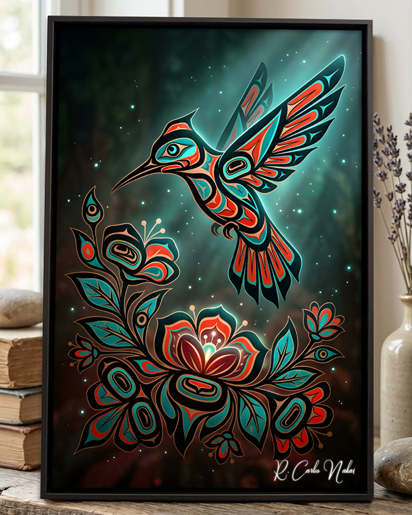 Native Hummingbird Art Poster - Canvas