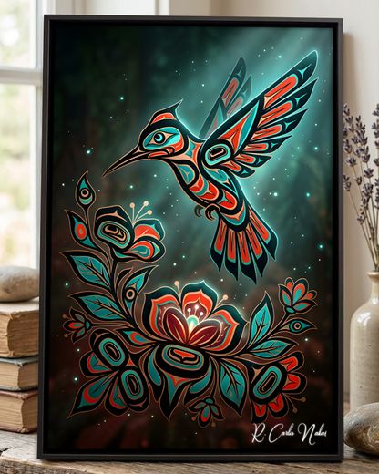 Native Hummingbird Art Poster - Canvas