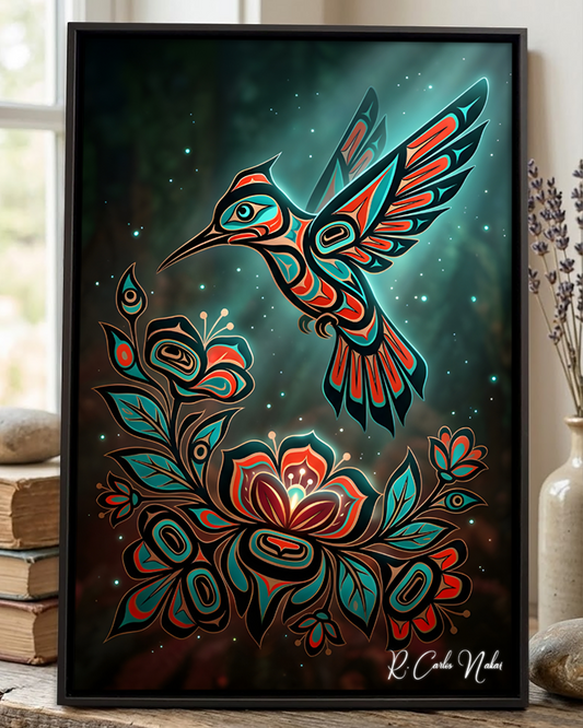 Native Hummingbird Art Poster - Canvas