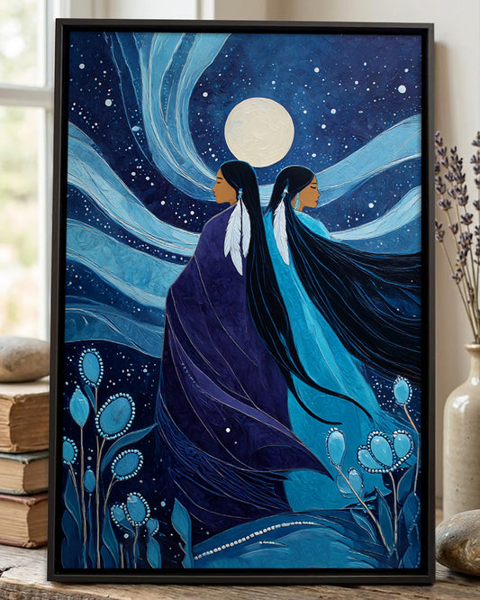 Sisters Beneath the Cedar Moon  Poster - Canvas