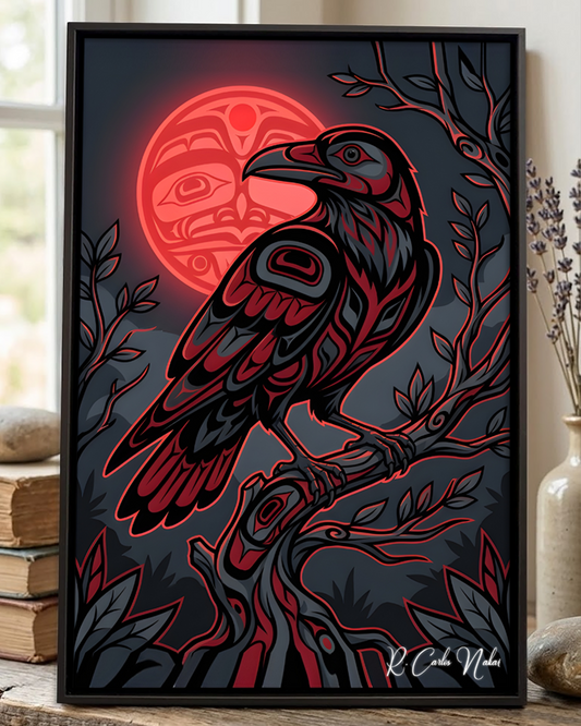 Native Raven Art Poster - Canvas