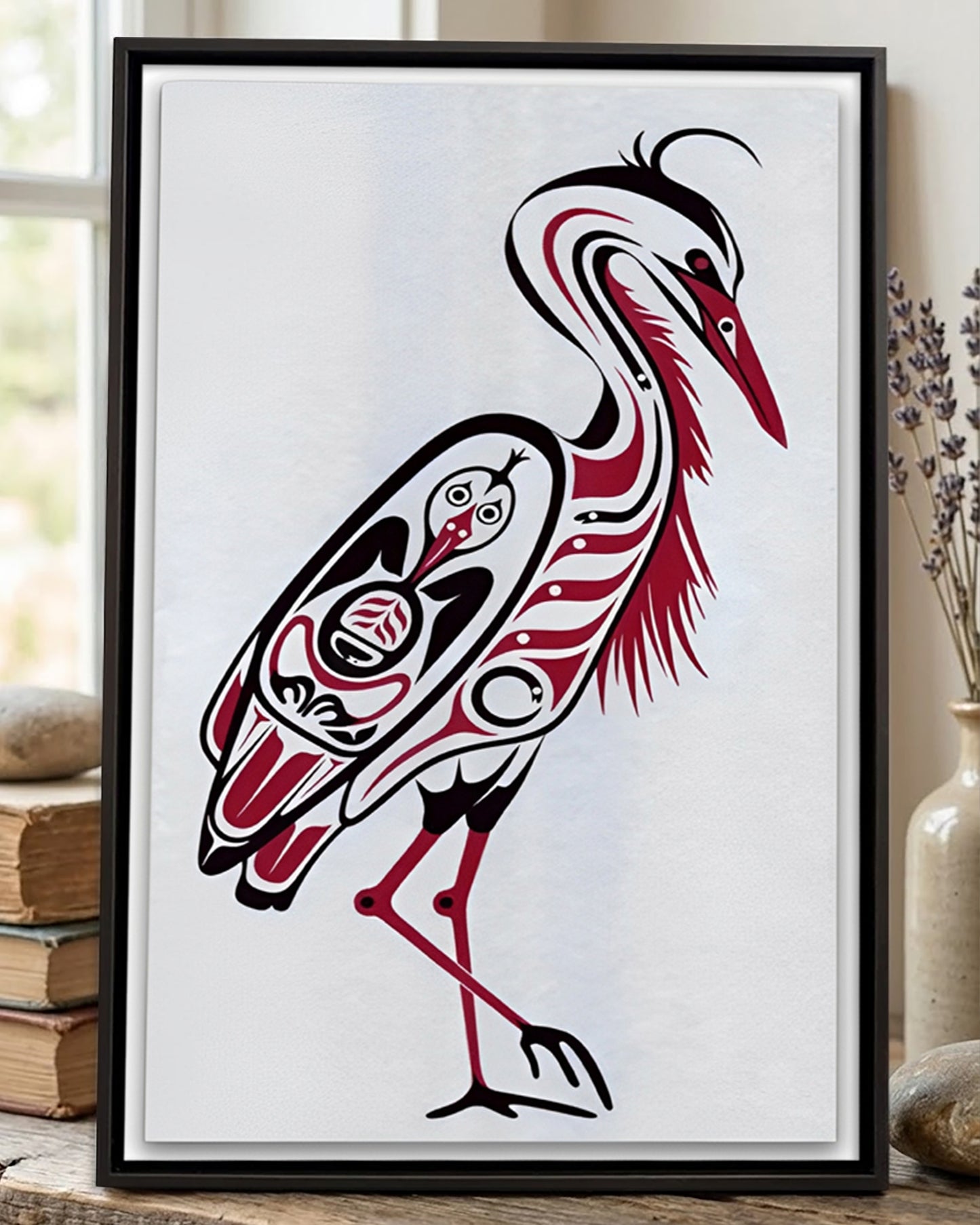 Native Heron Art Poster - Canvas