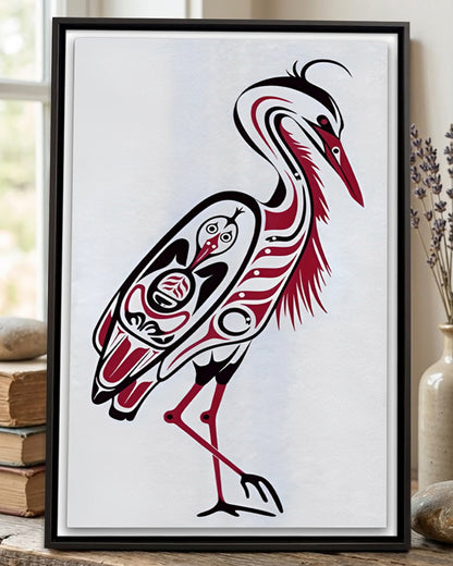 Native Heron Art Poster - Canvas