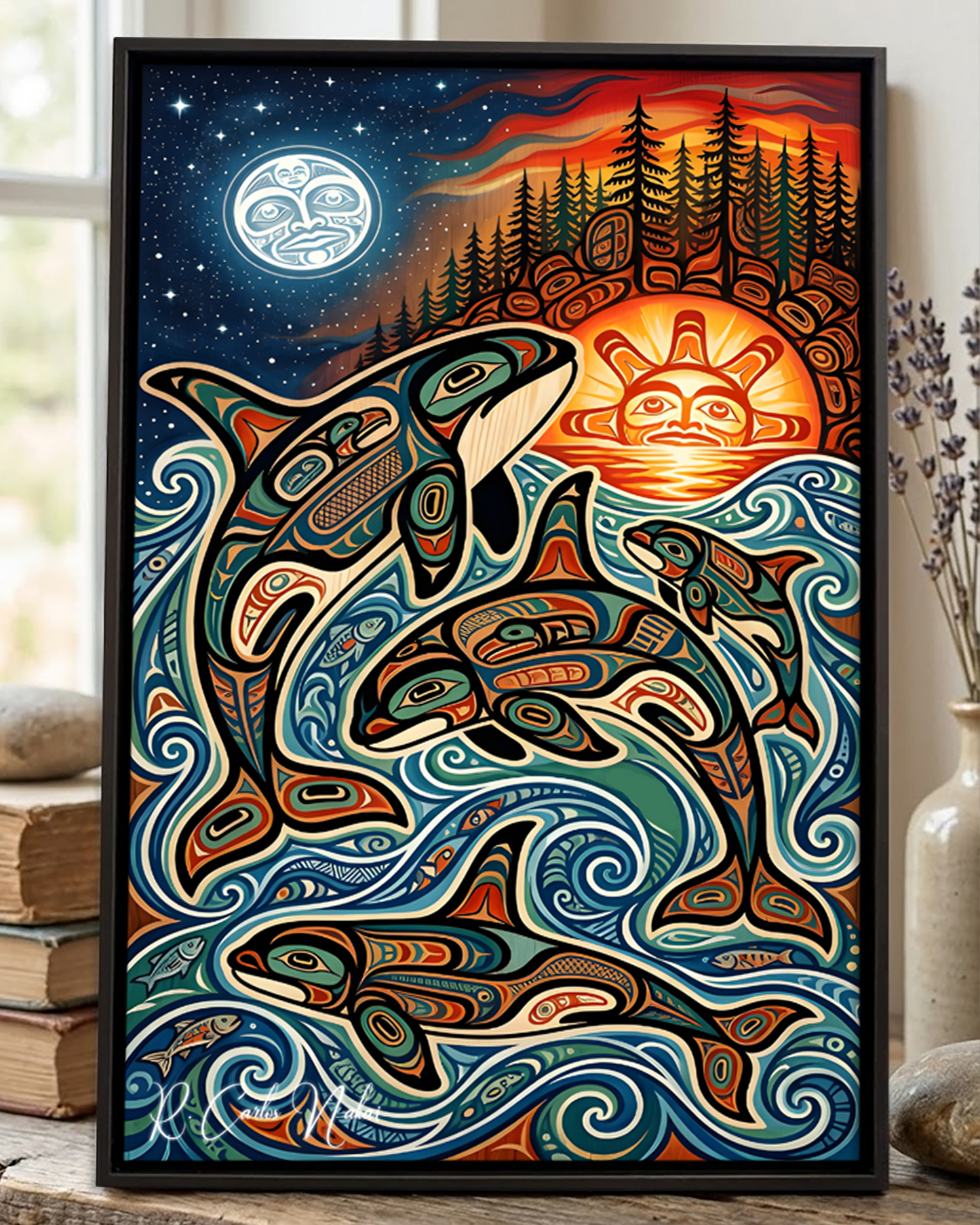 Native Orca Art Poster - Canvas