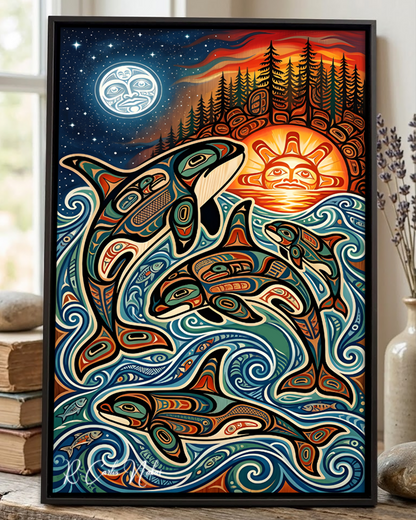 Native Orca Art Poster - Canvas