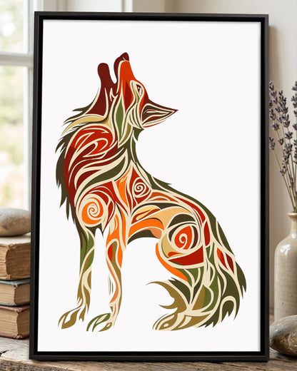 Native Wolf Art Poster - Canvas
