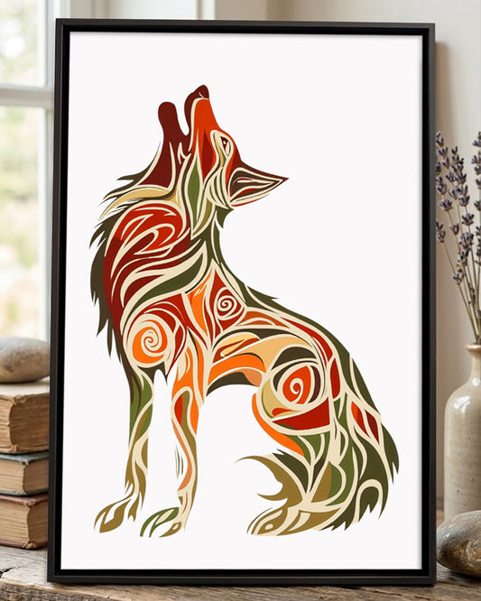 Native Wolf Art Poster - Canvas