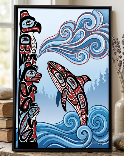 Native Orca Art Poster - Canvas