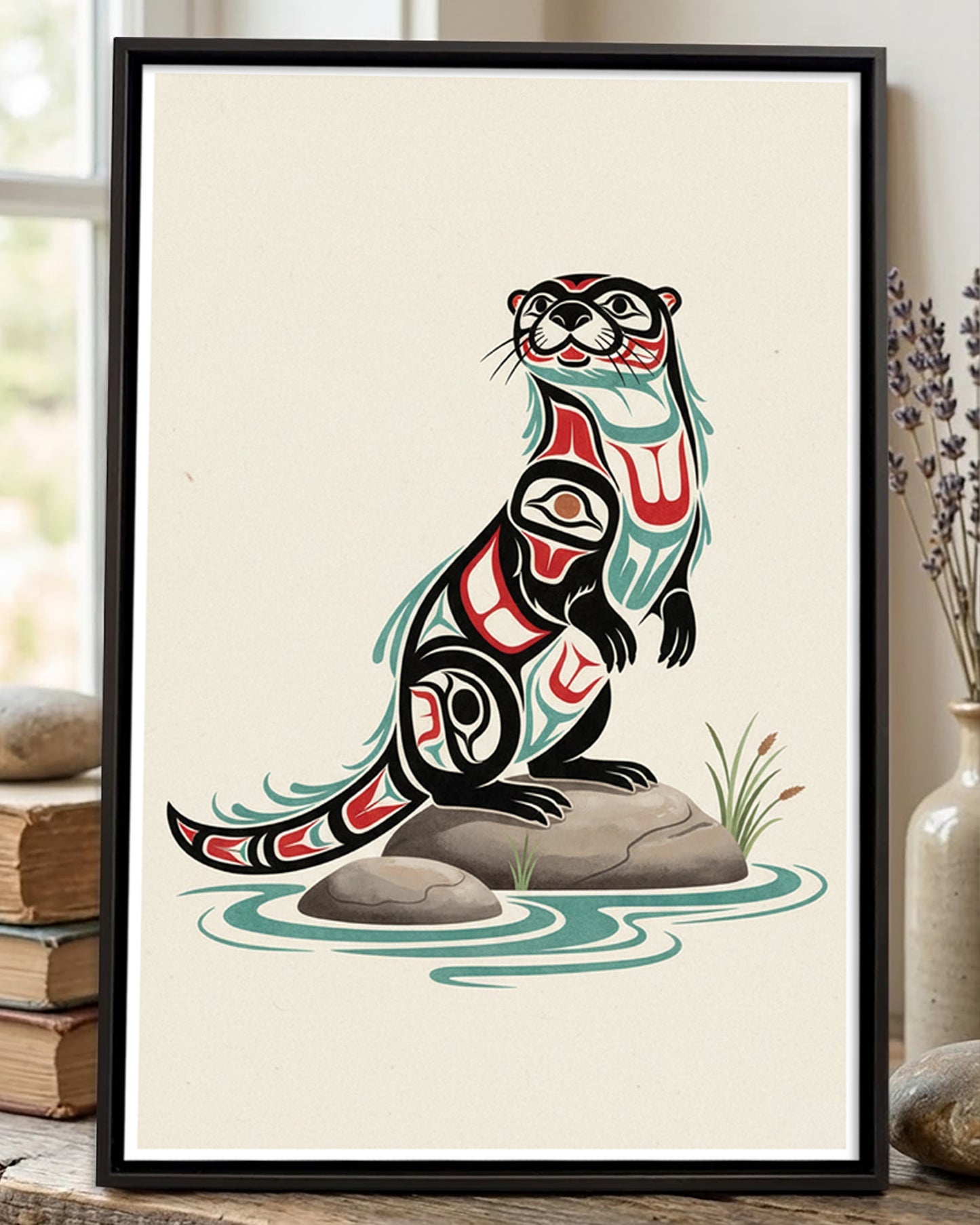 Native Otter Art Poster - Canvas