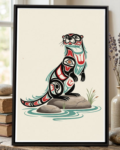 Native Otter Art Poster - Canvas