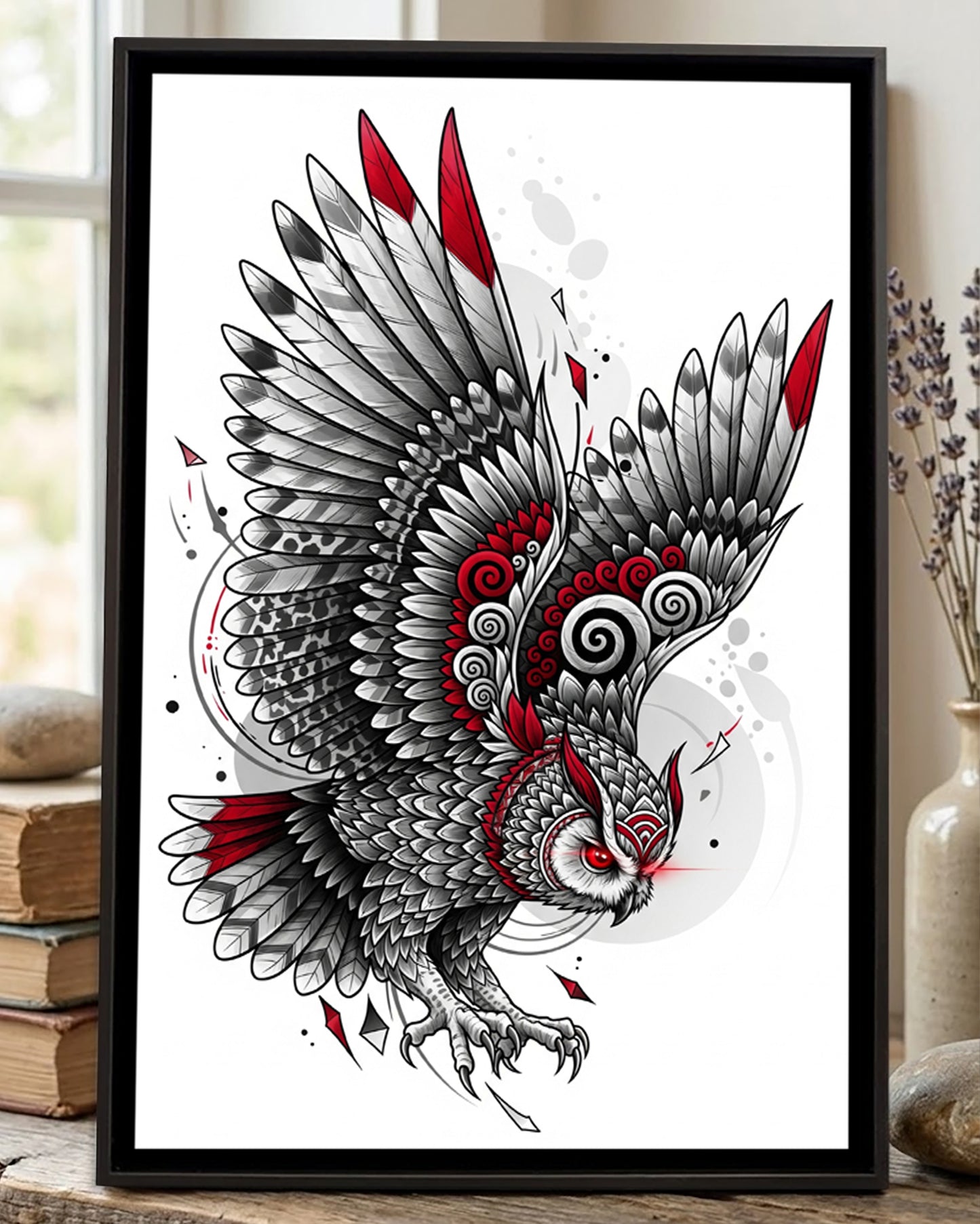 Native Owl Art Poster - Canvas