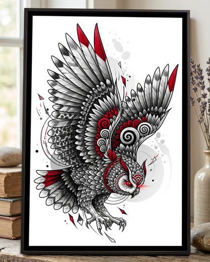 Native Owl Art Poster - Canvas