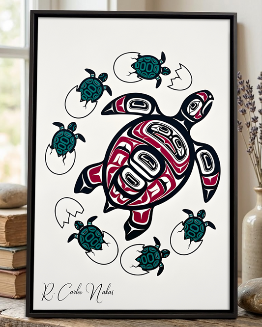 Native Turtle Art Poster - Canvas