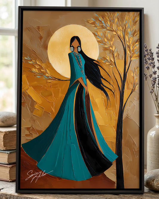 Embrace of the Golden Moon Poster - Canvas
