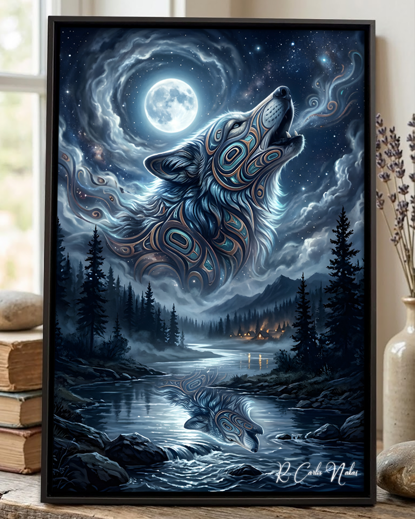 Native Wolf Art Poster - Canvas