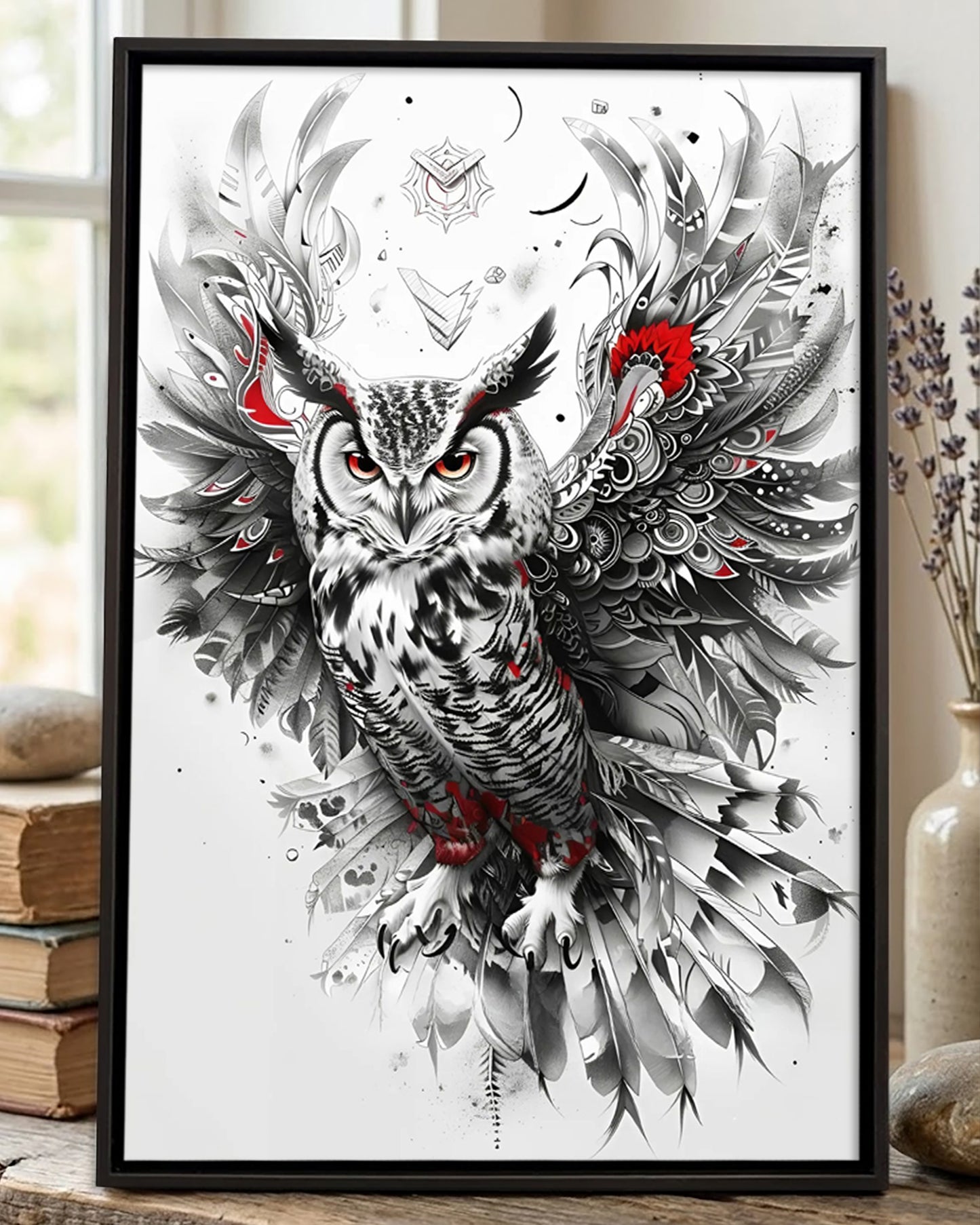 Native Owl Art Poster - Canvas