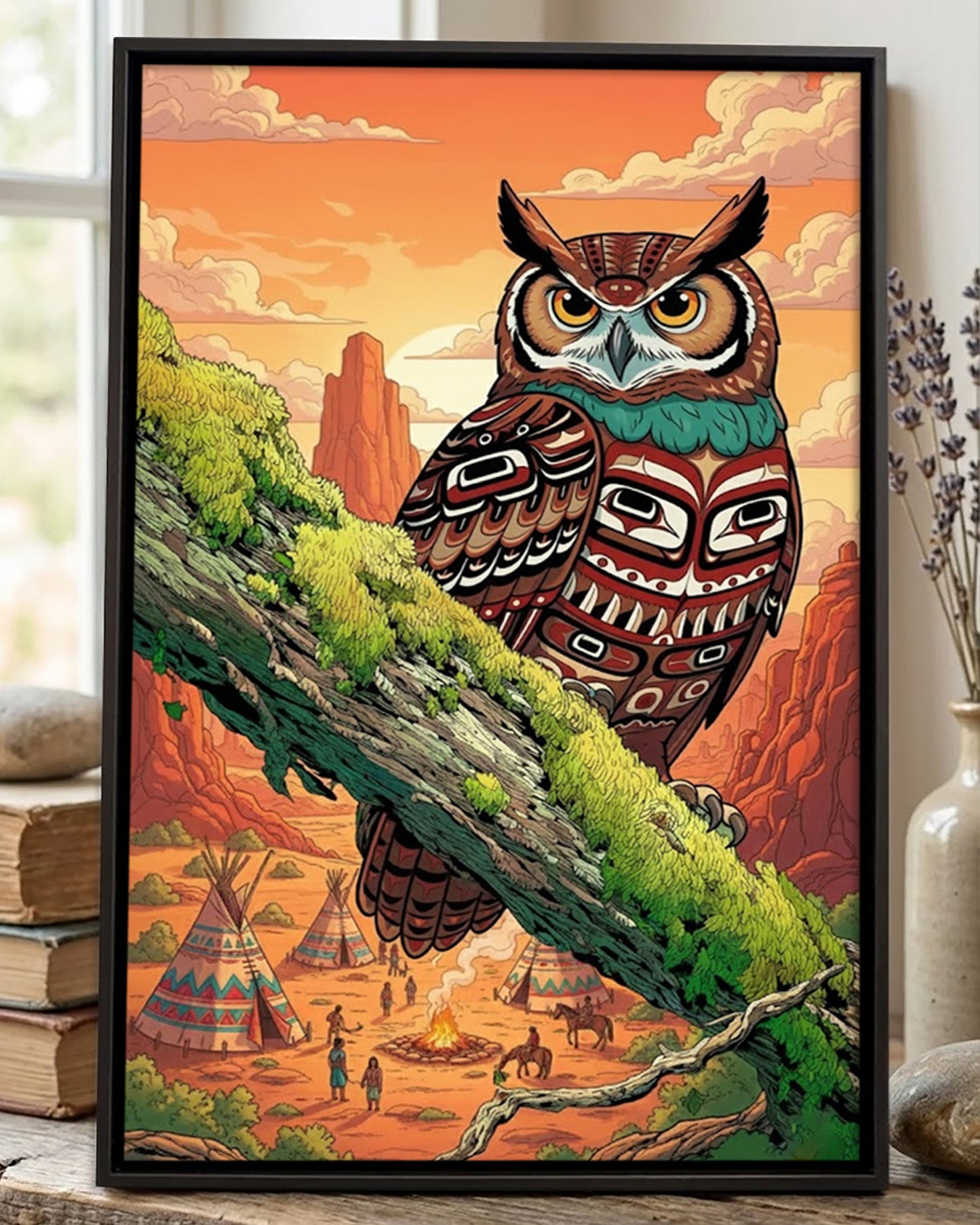 Native Owl Art Poster - Canvas