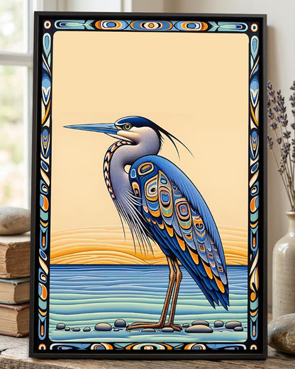 Native Heron Art Poster - Canvas