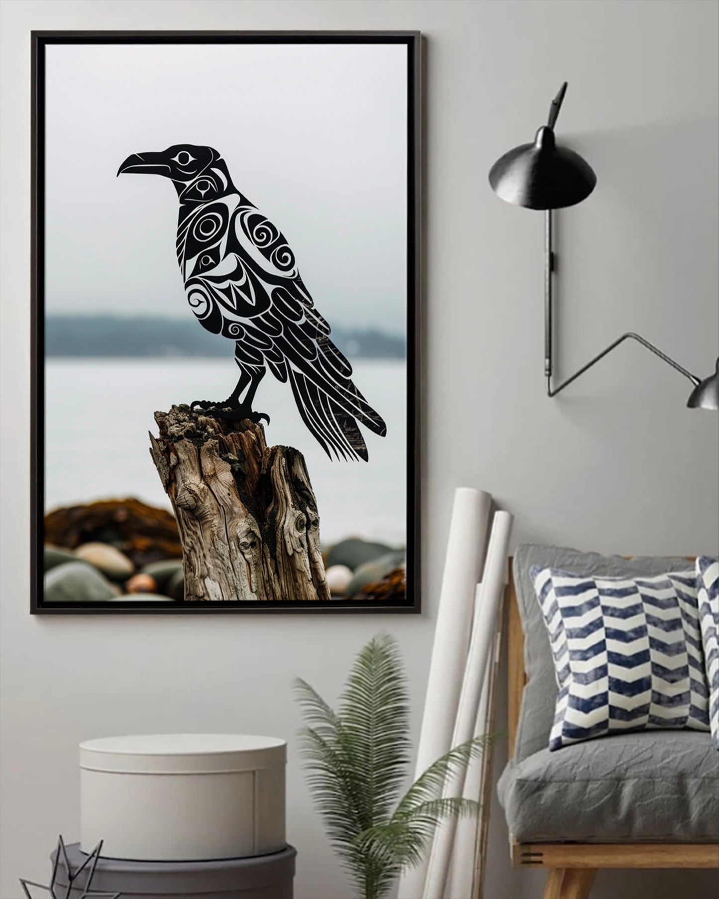 Native Raven Art Poster - Canvas