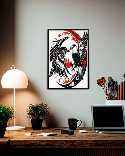 Native Raven Art Poster - Canvas