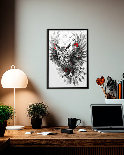 Native Owl Art Poster - Canvas