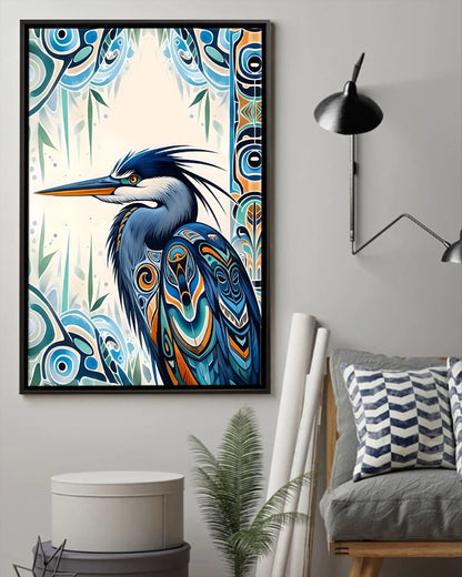 Native Heron Art Poster - Canvas