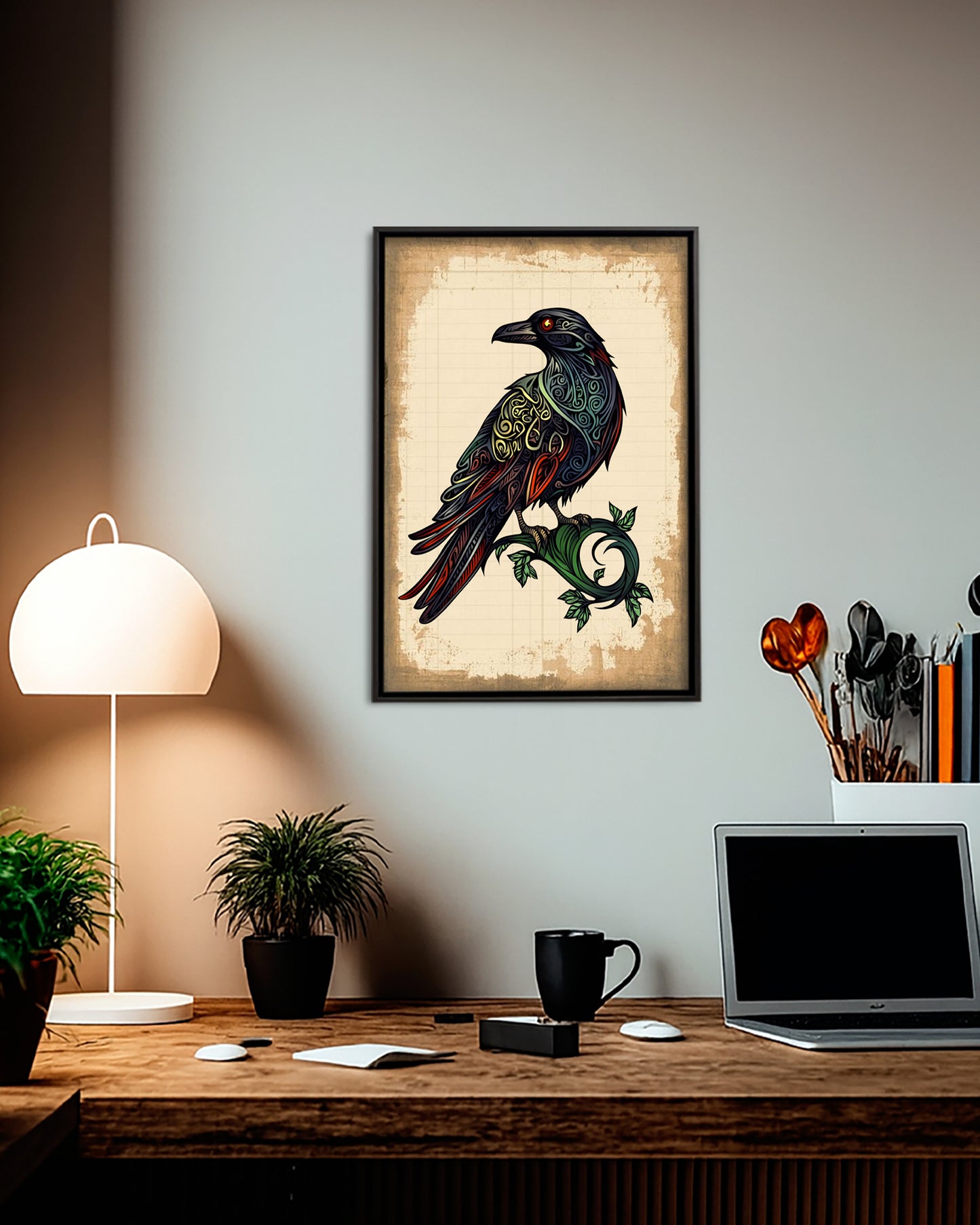 Native Raven Art Poster - Canvas