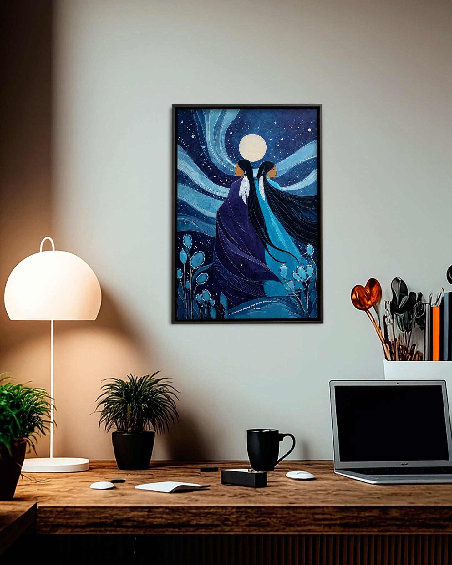 Sisters Beneath the Cedar Moon  Poster - Canvas