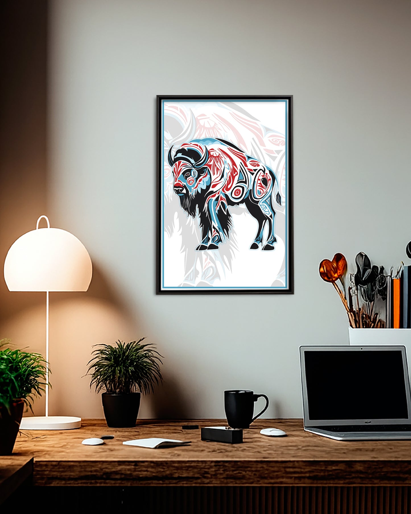 Native Bison Art Poster - Canvas