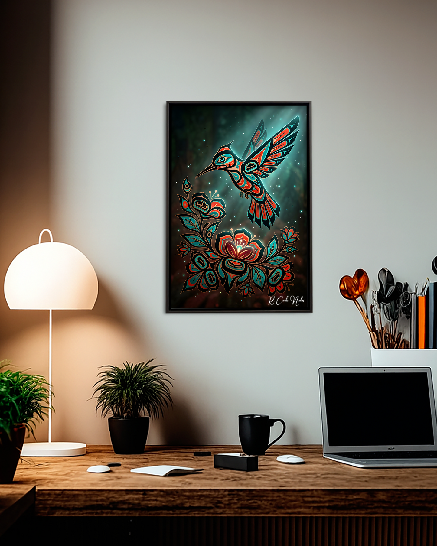 Native Hummingbird Art Poster - Canvas