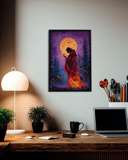 Embrace of the Moonlit Spirits Poster - Canvas
