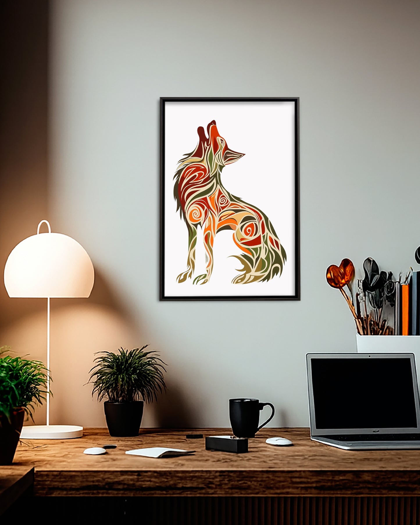 Native Wolf Art Poster - Canvas