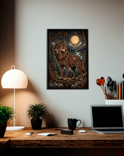 Native Wolf Art Poster - Canvas