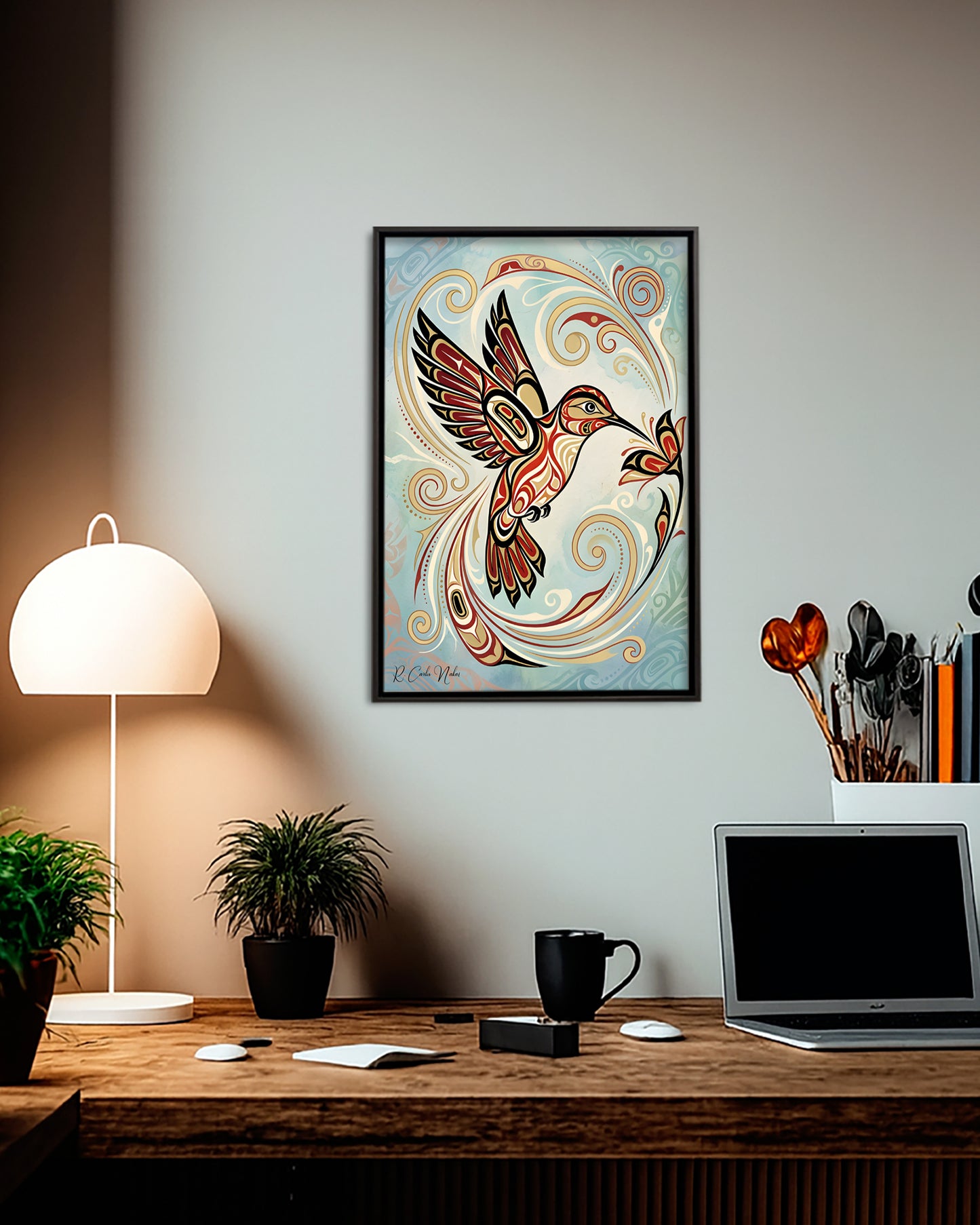 Native Hummingbird Art Poster - Canvas