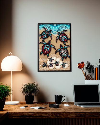 Native Turtles Art Poster - Canvas