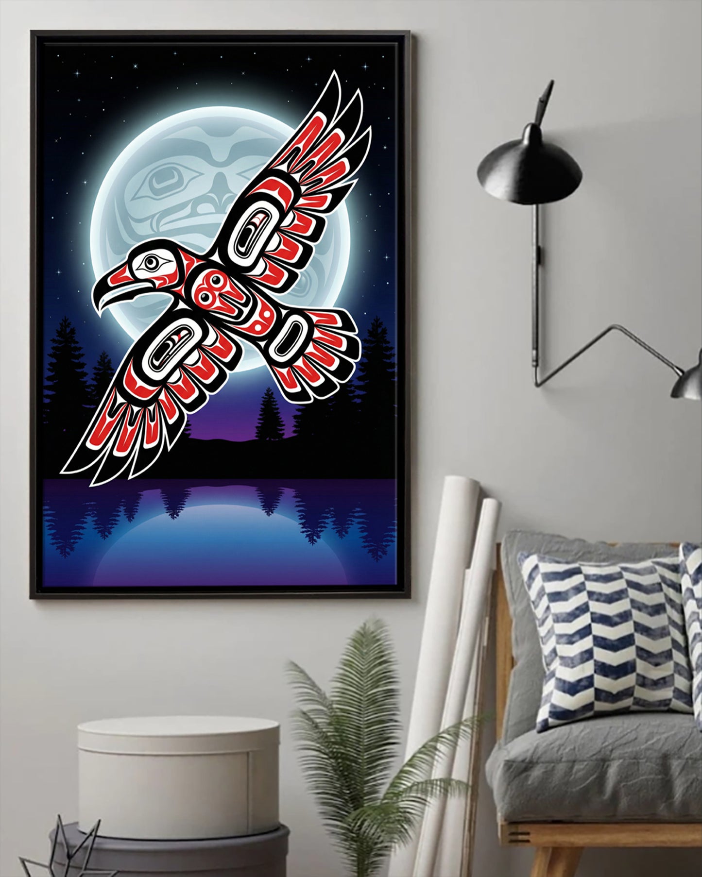 Native Raven Art Poster - Canvas