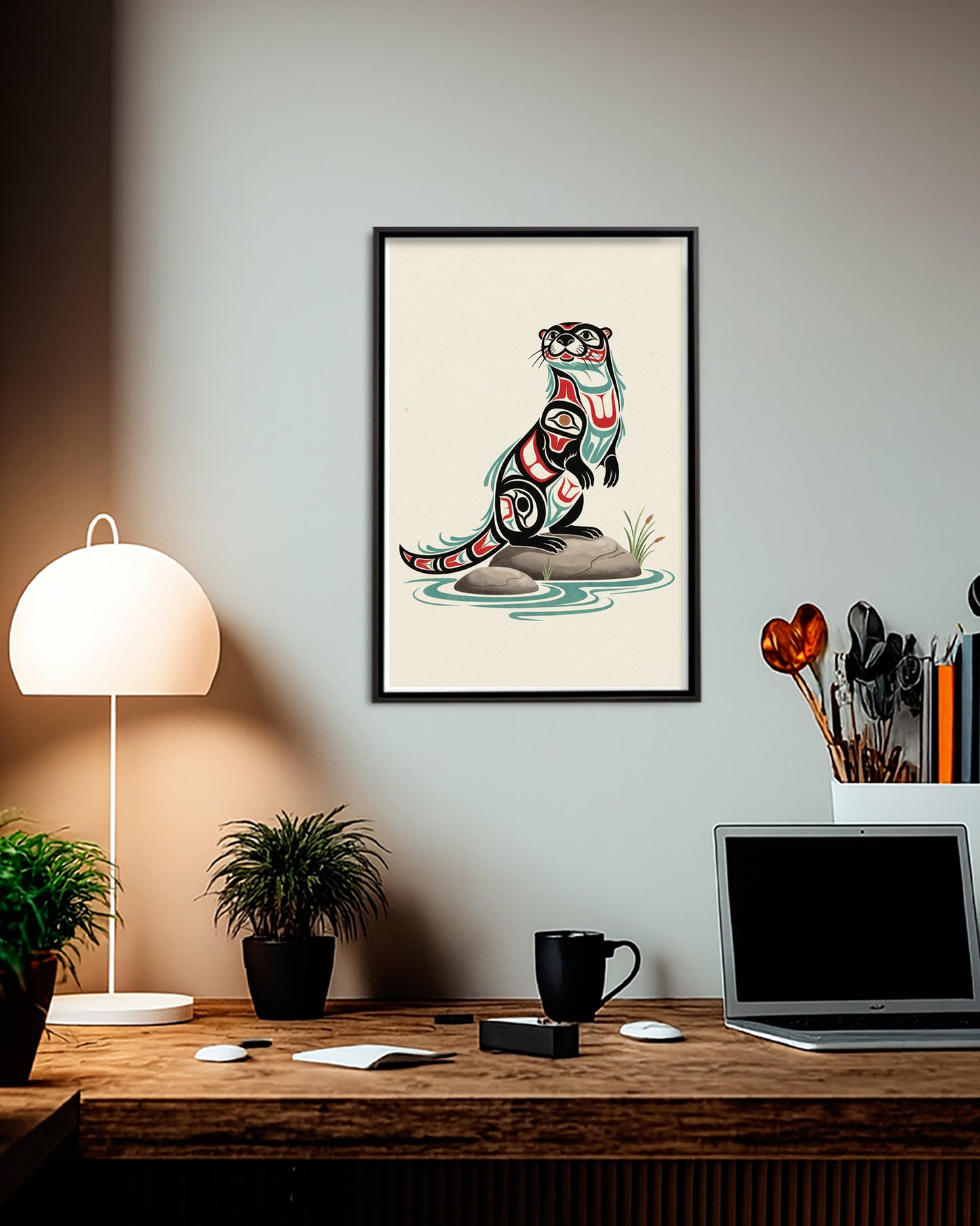 Native Otter Art Poster - Canvas