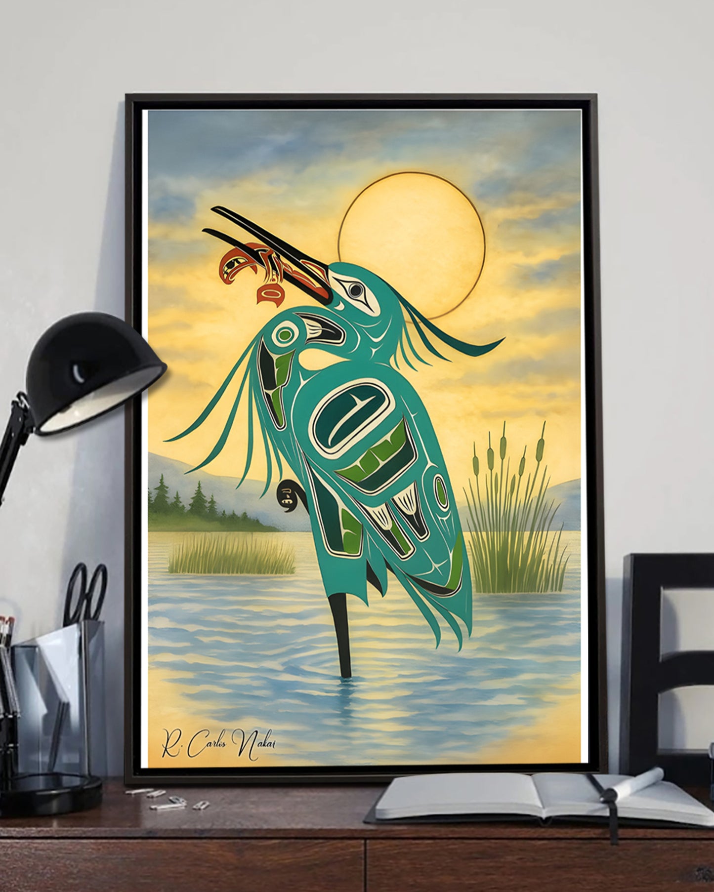 Native Heron Art Poster - Canvas