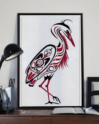 Native Heron Art Poster - Canvas