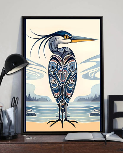 Native Heron Art Poster - Canvas