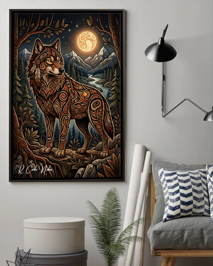 Native Wolf Art Poster - Canvas