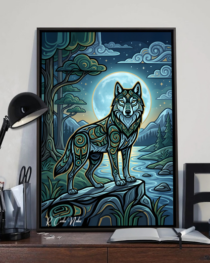Native Wolf Art Poster - Canvas