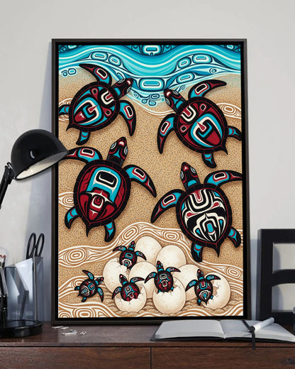 Native Turtles Art Poster - Canvas