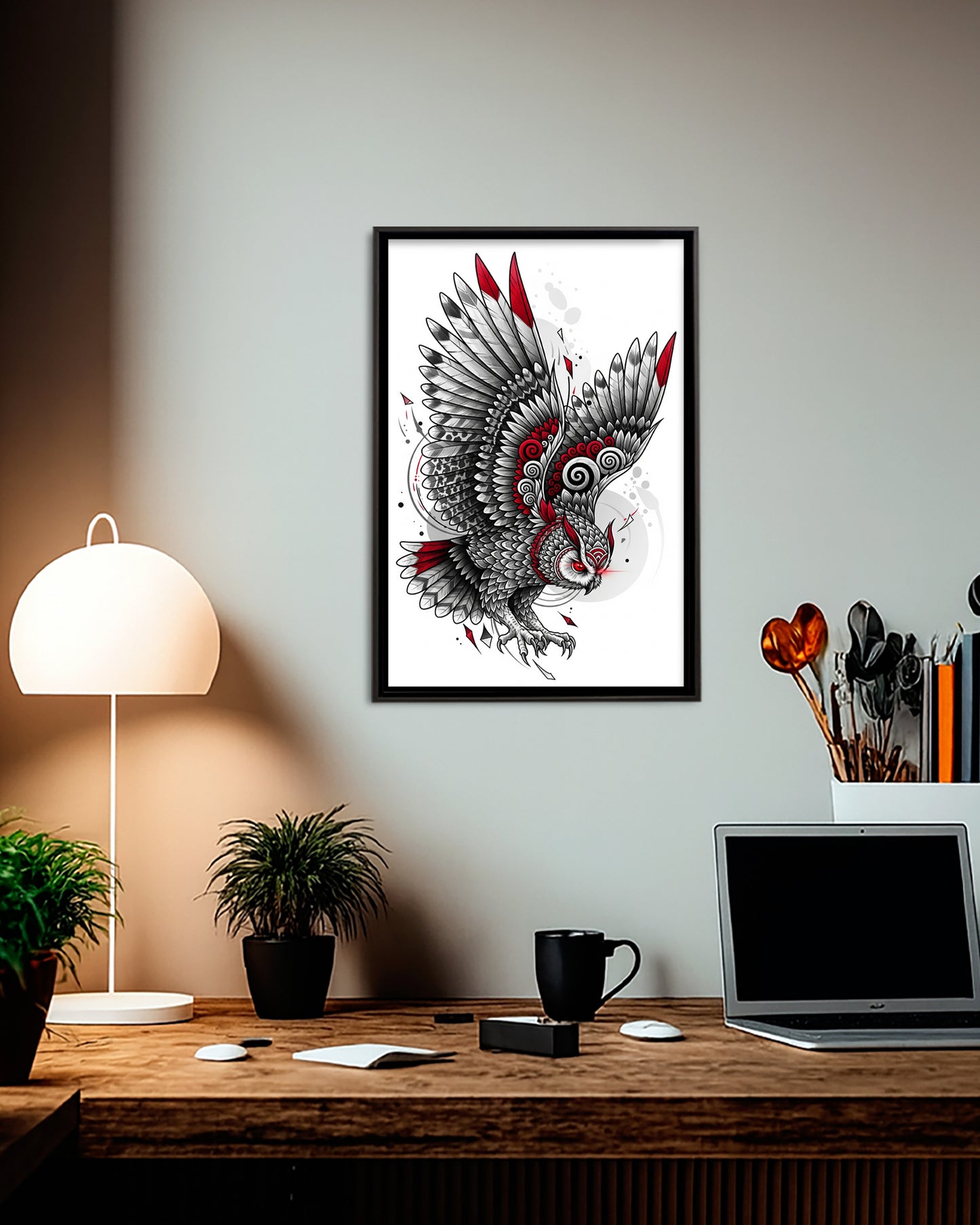 Native Owl Art Poster - Canvas