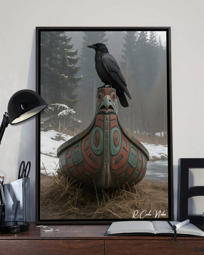 Native Raven Art Poster - Canvas