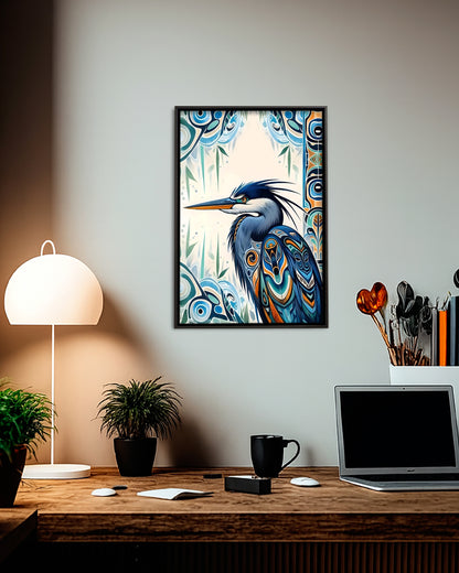 Native Heron Art Poster - Canvas