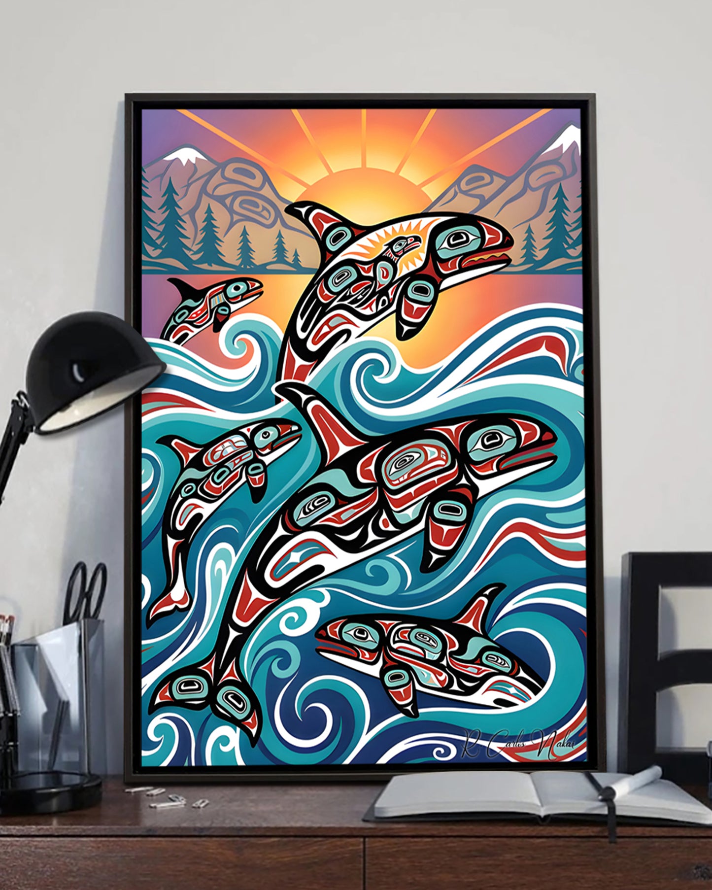 Native Orca Art Poster - Canvas