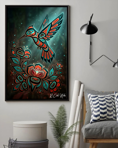 Native Hummingbird Art Poster - Canvas